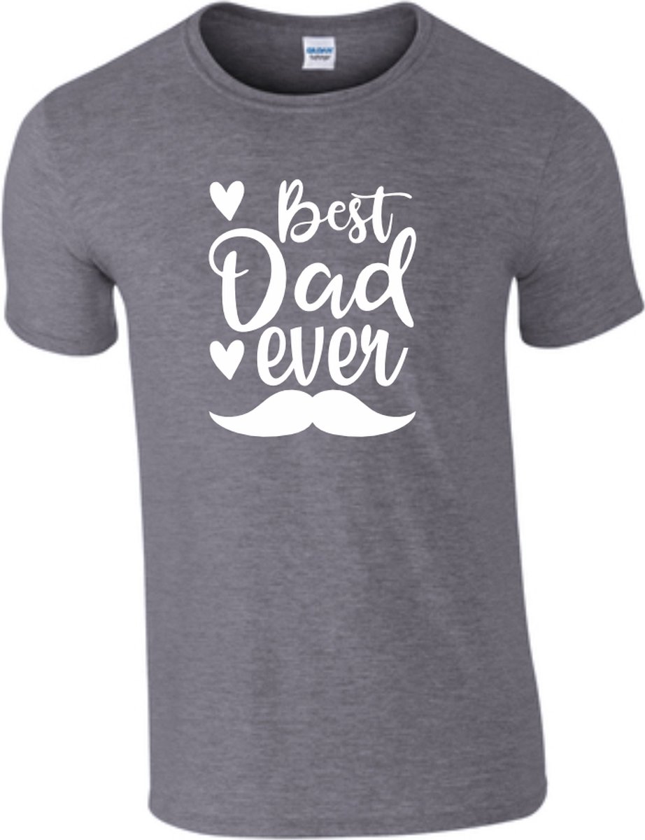 TSHIRT VERJAARDAG VADERDAG GEBOORTE BEST DAD EVER XLARGE GRIJS WIT