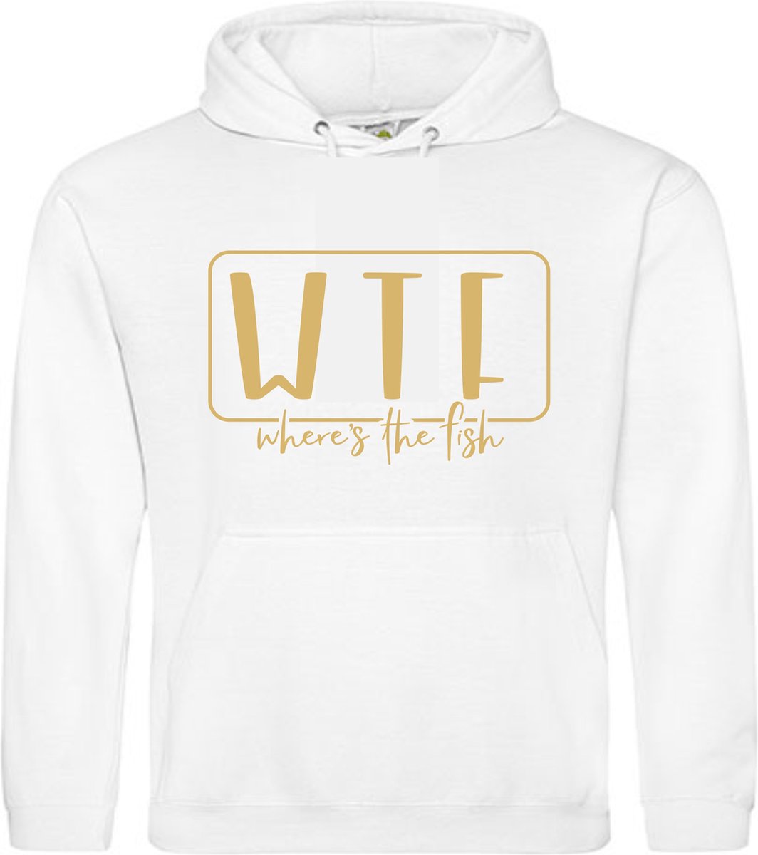 Witte Hoodie WTF GOUD Large UNISEX - Specialties by EIZOOK