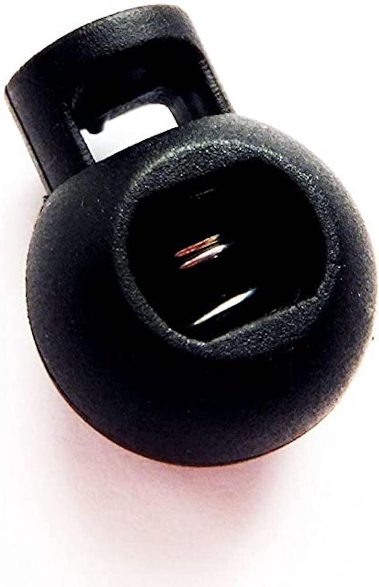 4 koordstoppers zwart - 1 gat - bol rond - koord eindstopper - koordeind voor veter of koord - 2,5 x 1,7 cm