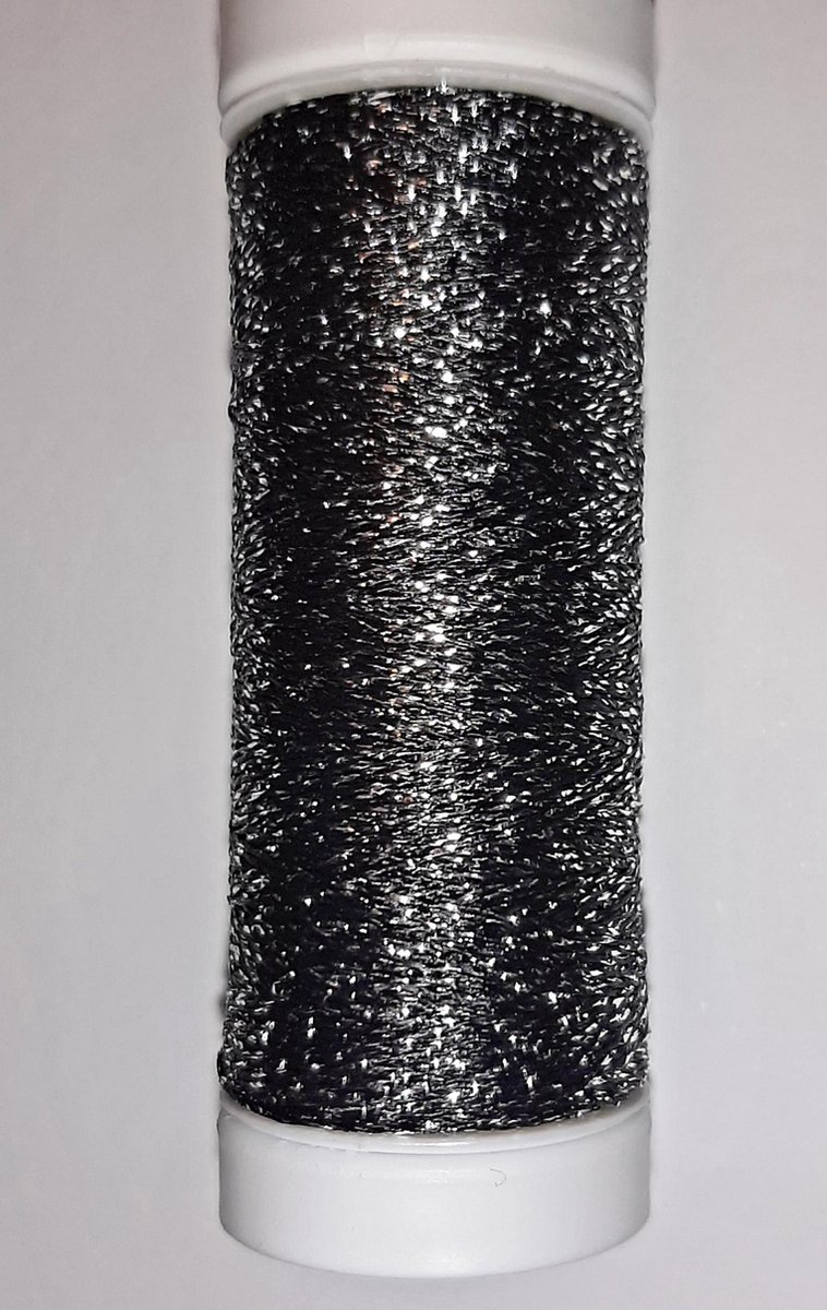 Modinetje metallic borduurgaren - zwart zilver - col. 1891 -100 m garen - ook geschikt als naaigaren