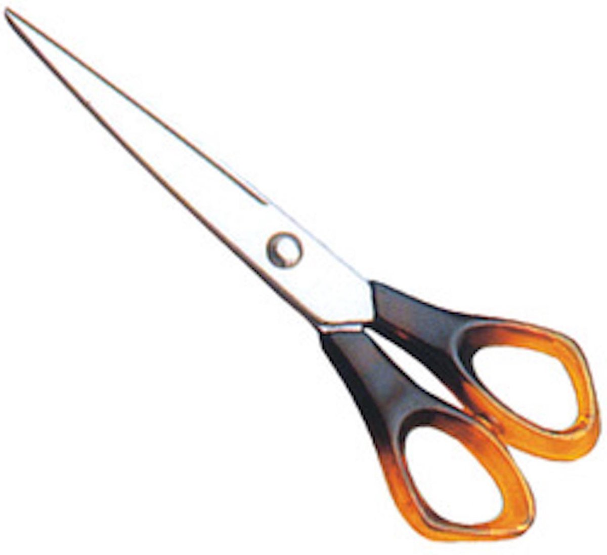 roestvrij stalen schaar - 140 mm - plastic handvat - kleur amber - stainless steel - gehard staal voor scherpe snijranden