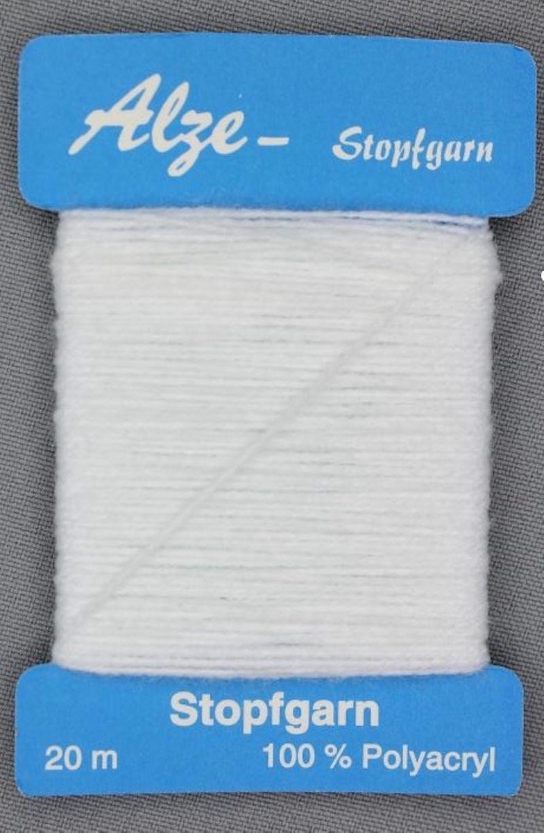 wit stopgaren - garenkaartje 20 m - polyacryl - kleur 801 - garen om te stoppen