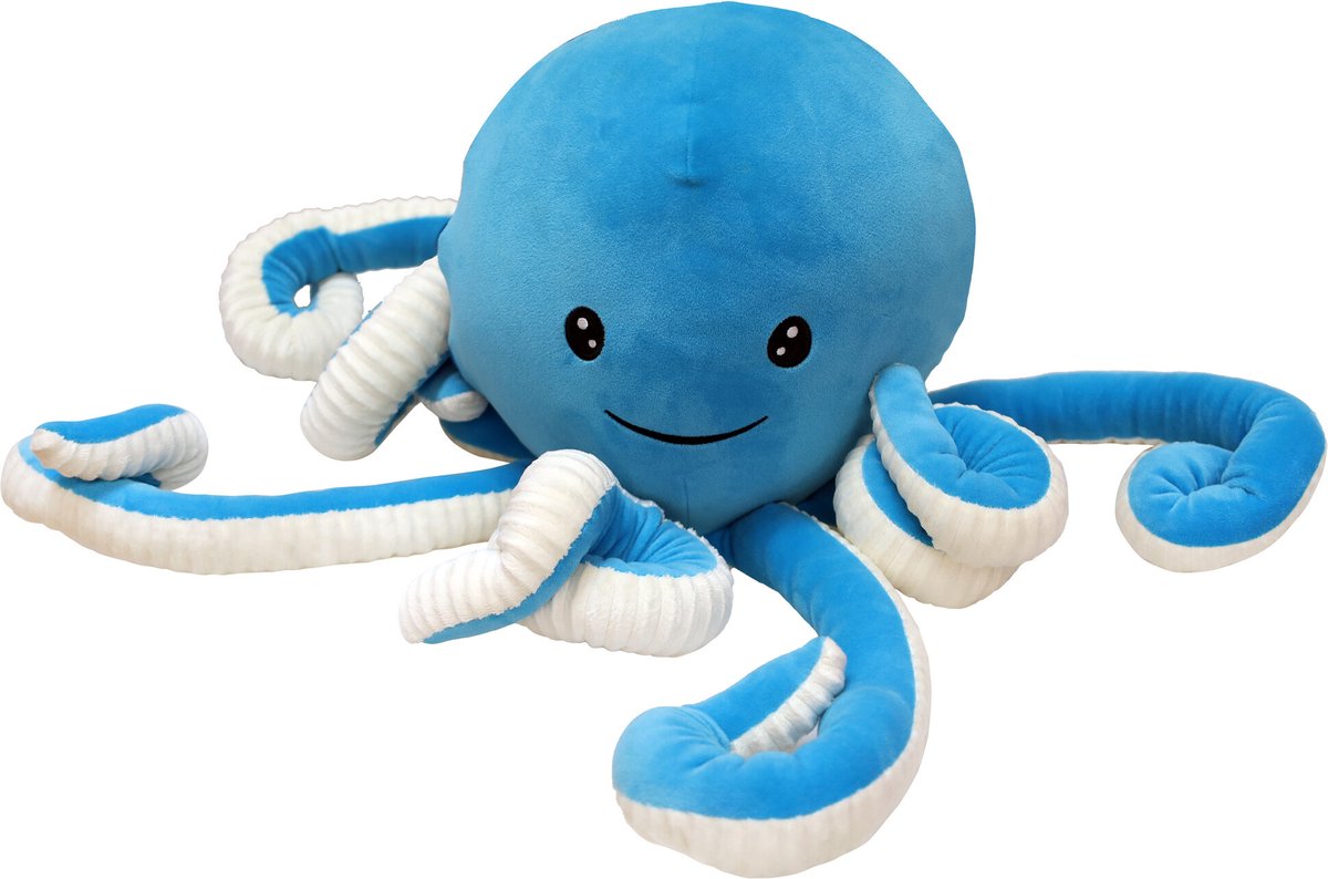 Borduurknuffel Octupus blauw