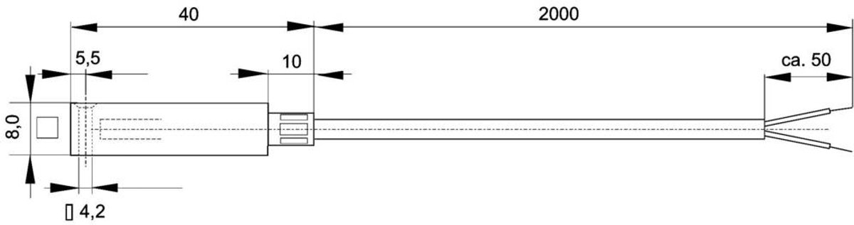 Enda Temperatuursensor K10-TC-J-40x8x8-2M Sensortype J Meetbereik temperatuur-50 tot 400 °C Kabellengte 2 m