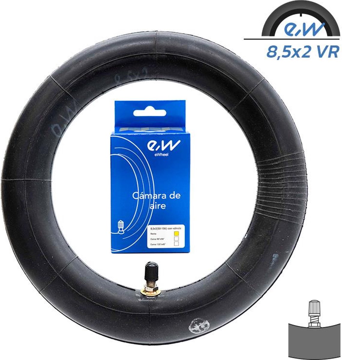 Binnenband 8.5x2 VR Recht ventiel voor Elektrische step