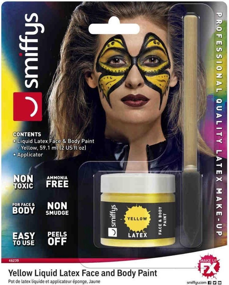 Gele vloeibare latex schmink met sponsje - Schmink
