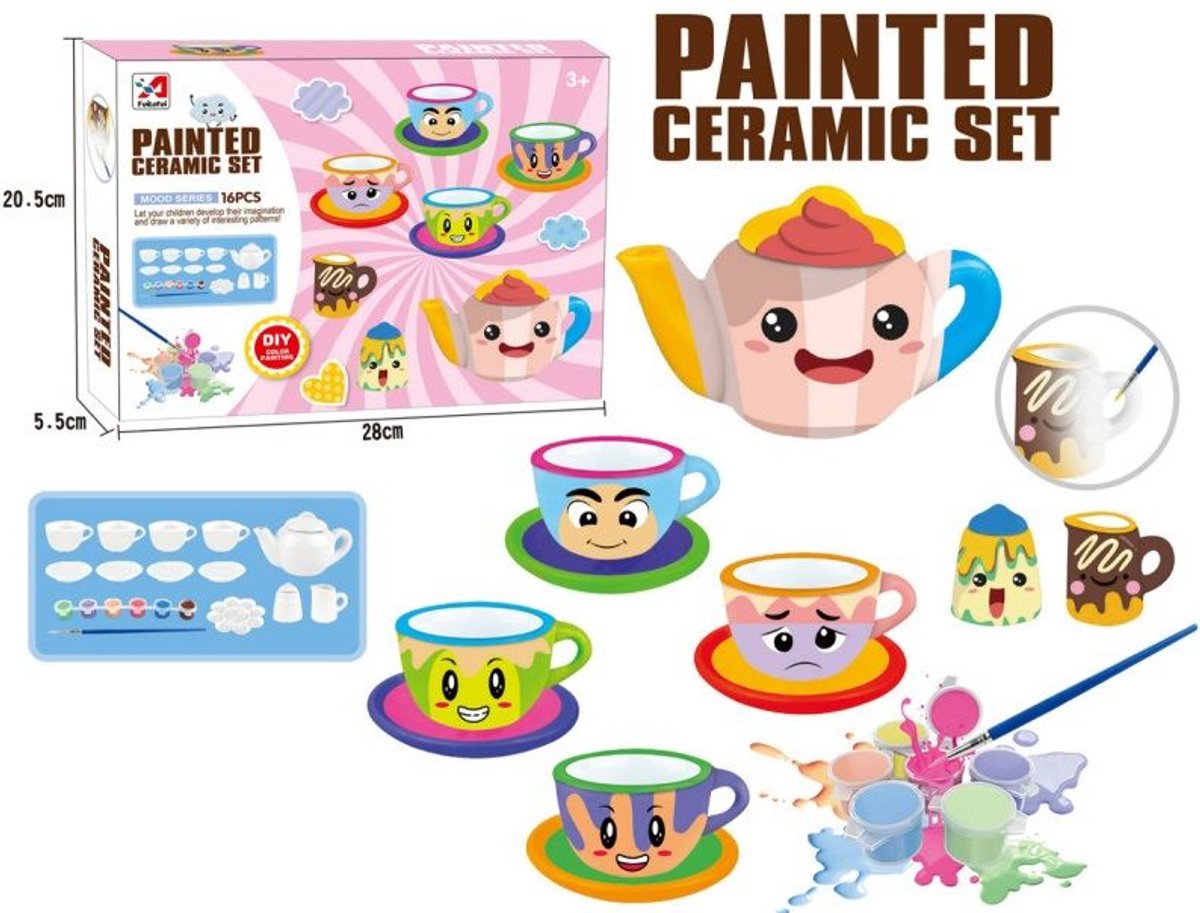   -   om zelf te schilderen - 16 delig -   keramiek