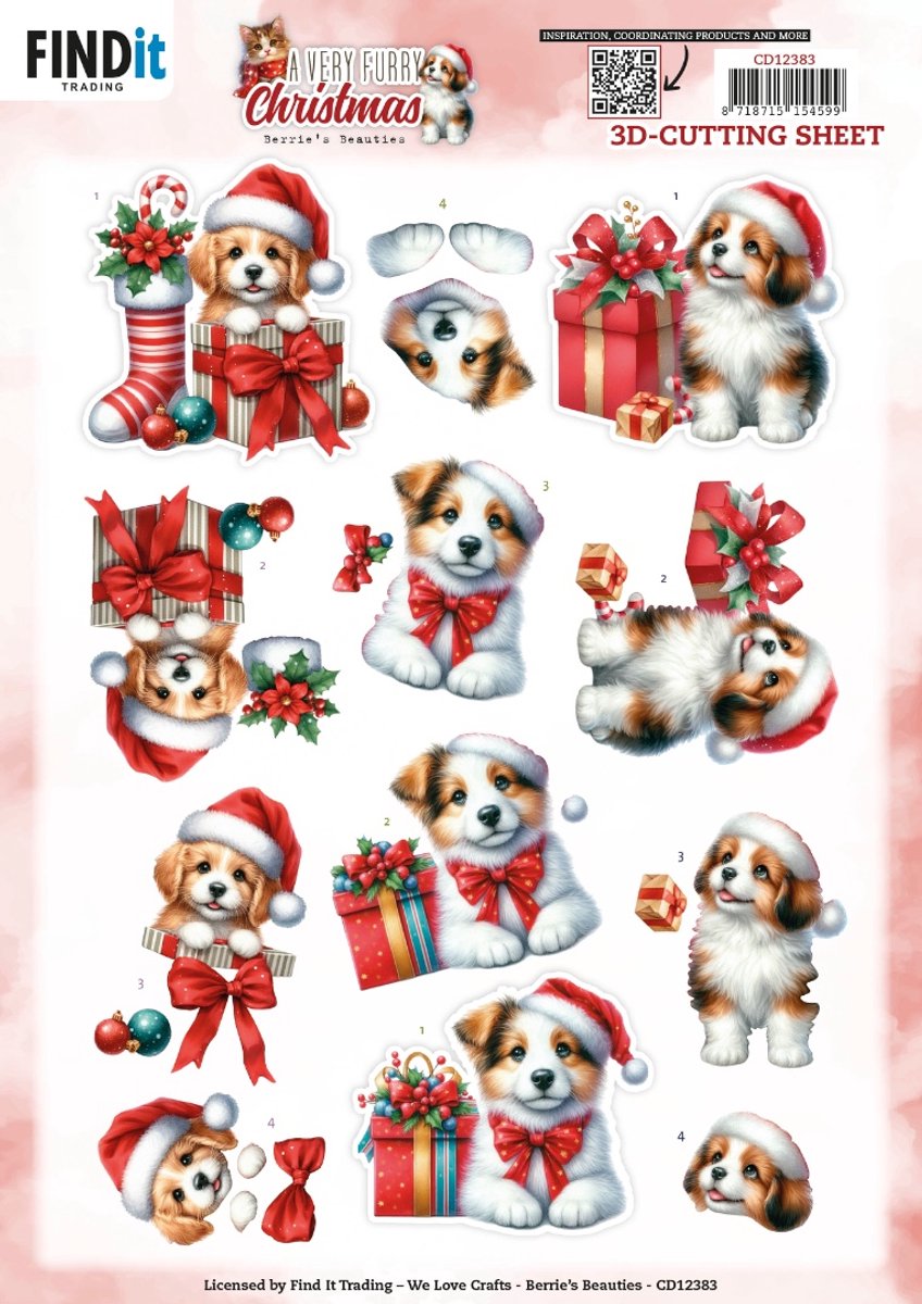 3D Cutting Sheet - Berries Beauties - A Very Furry Christmas - Puppy 1 stuks