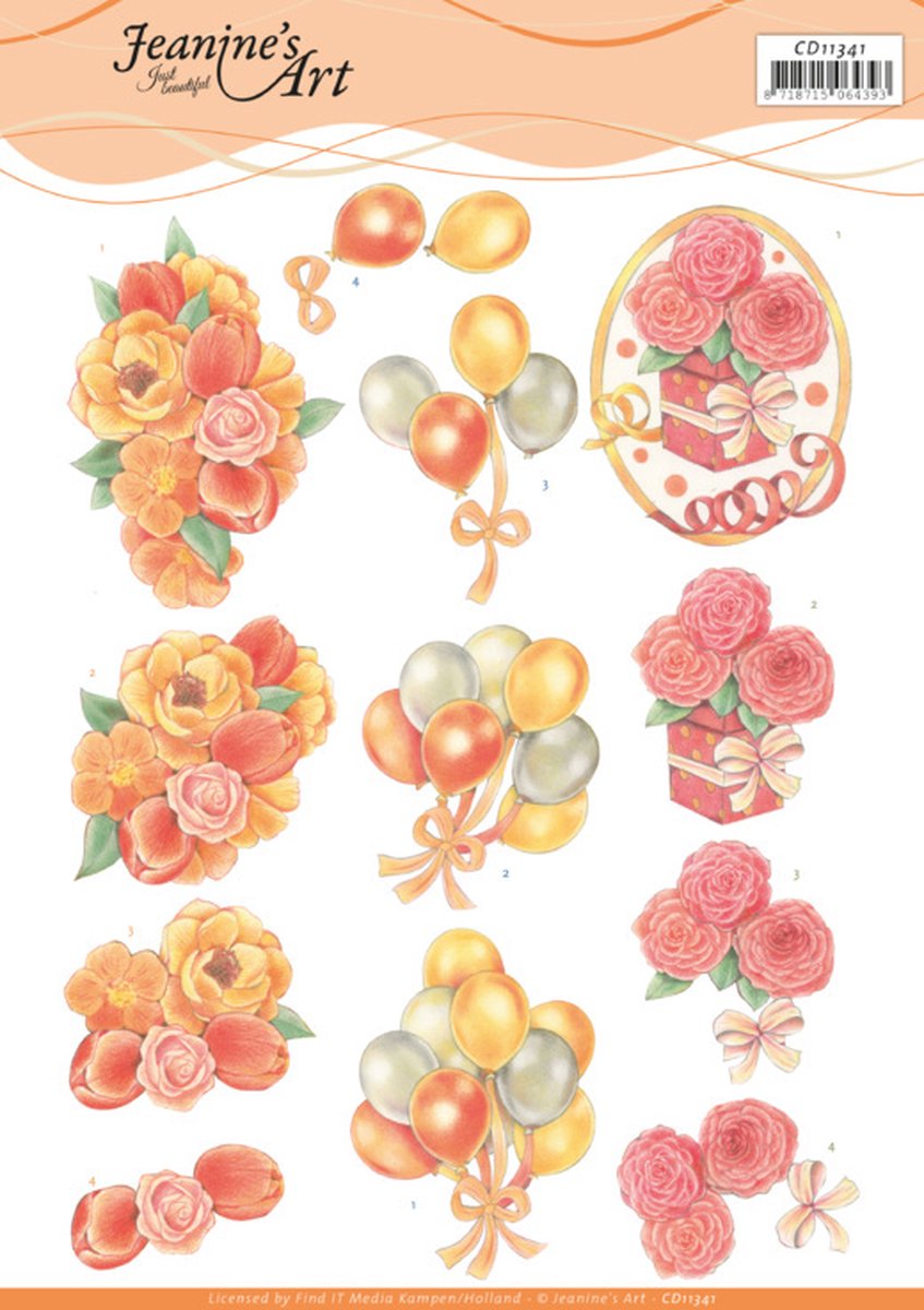 Pakket om 6 3D kaarten met thema huwelijk en feest knipvellen