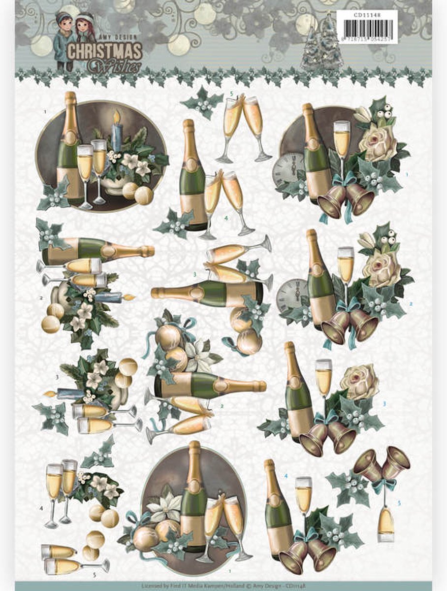 Pakket om 6 3D kaarten te maken met thema kerst knipvellen