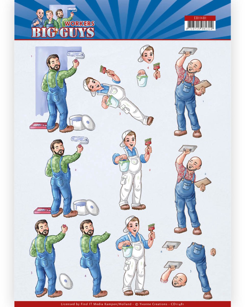 Pakket om 6 3D kaarten te maken met thema: klussen