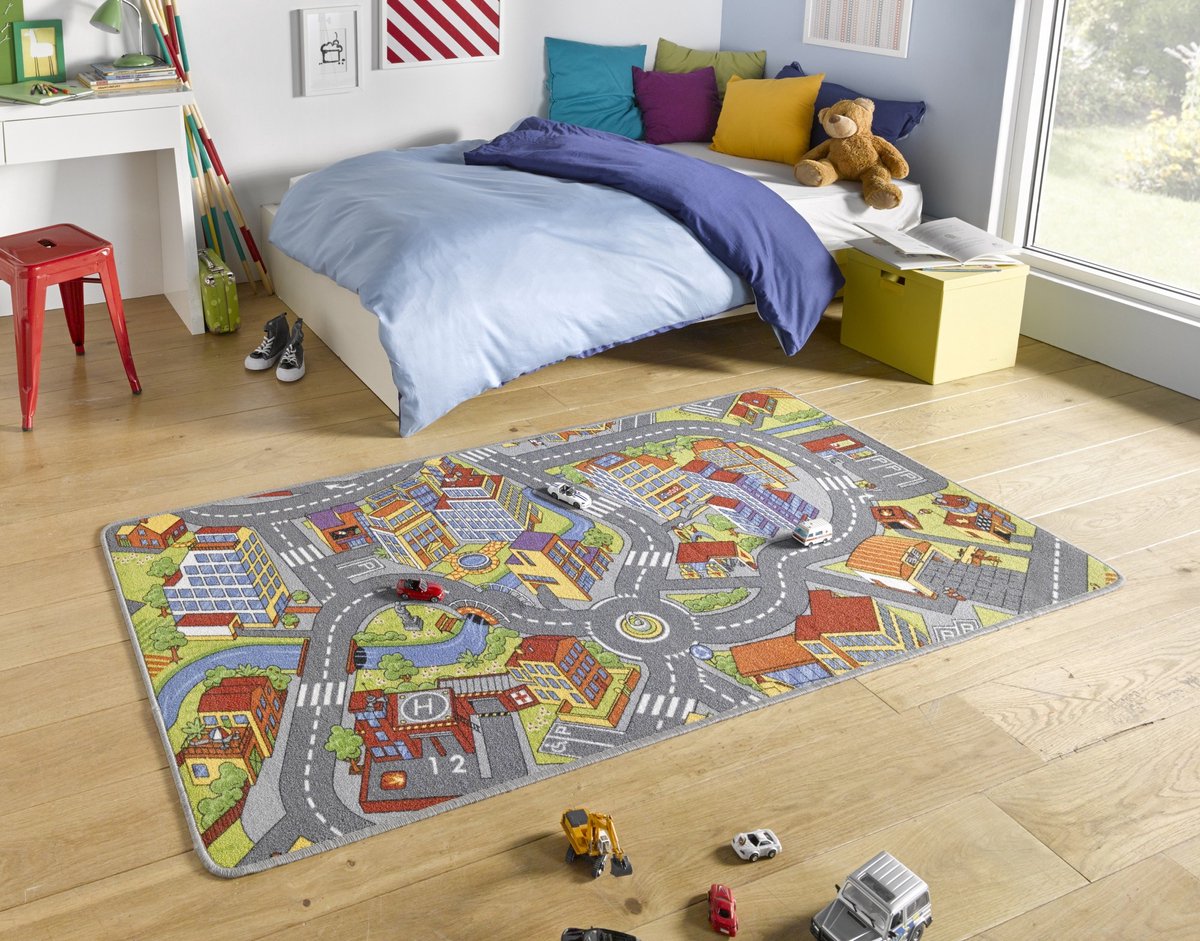 Flycarpets Speelkleed - Stad - Grijs 160x240 cm