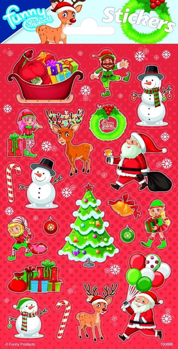 Funny Products Stickers Christmas 20 X 10 Cm Rood 19 Stuks