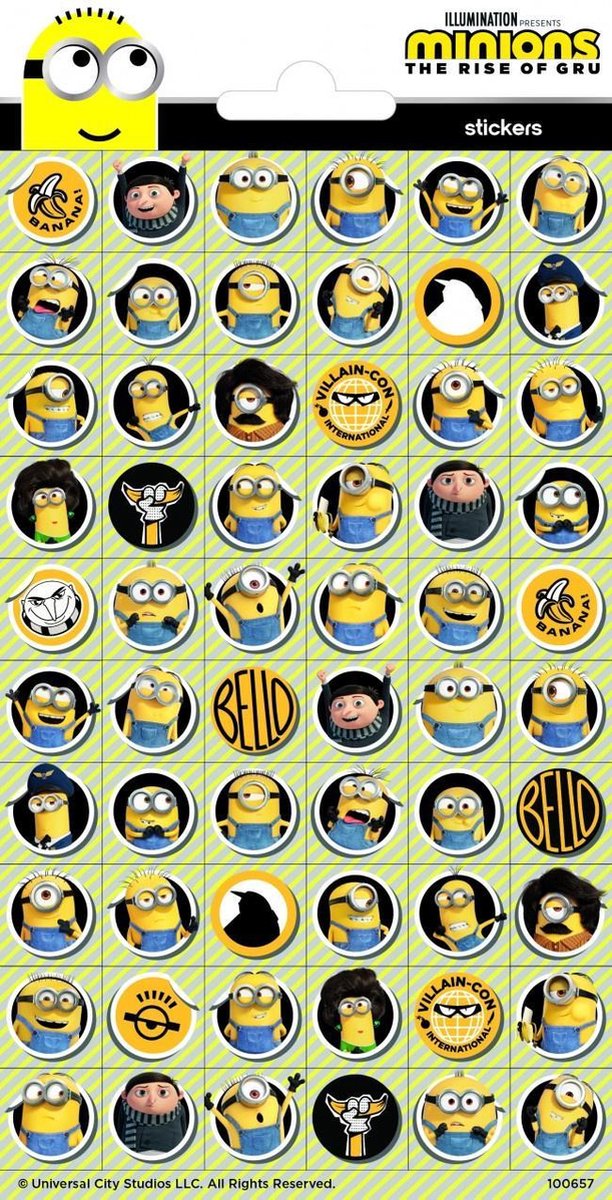 Funny Products Stickers Minions Ii 20 X 10 Cm Geel 60 Stuks