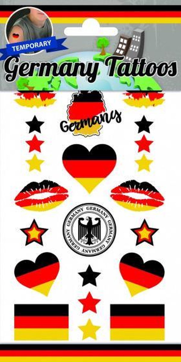neptattoos Duitsland papier zwart/rood 12 stuks