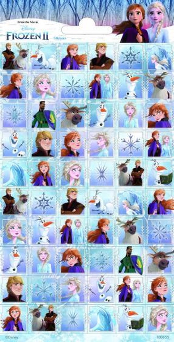 stickers Frozen II 20 x 10 cm blauw 60 stuks