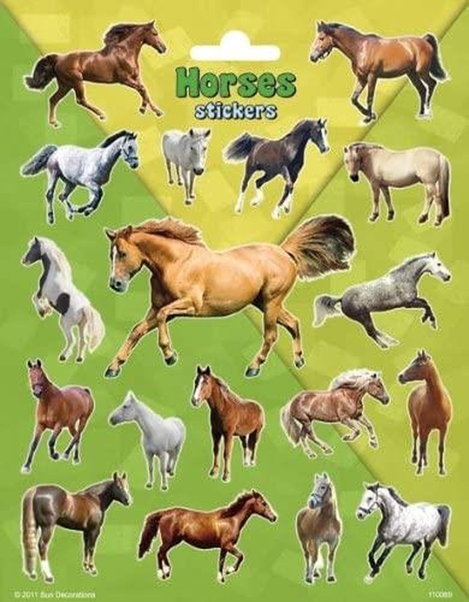 stickers Large Horses 20 x 15 cm groen 18 stuks