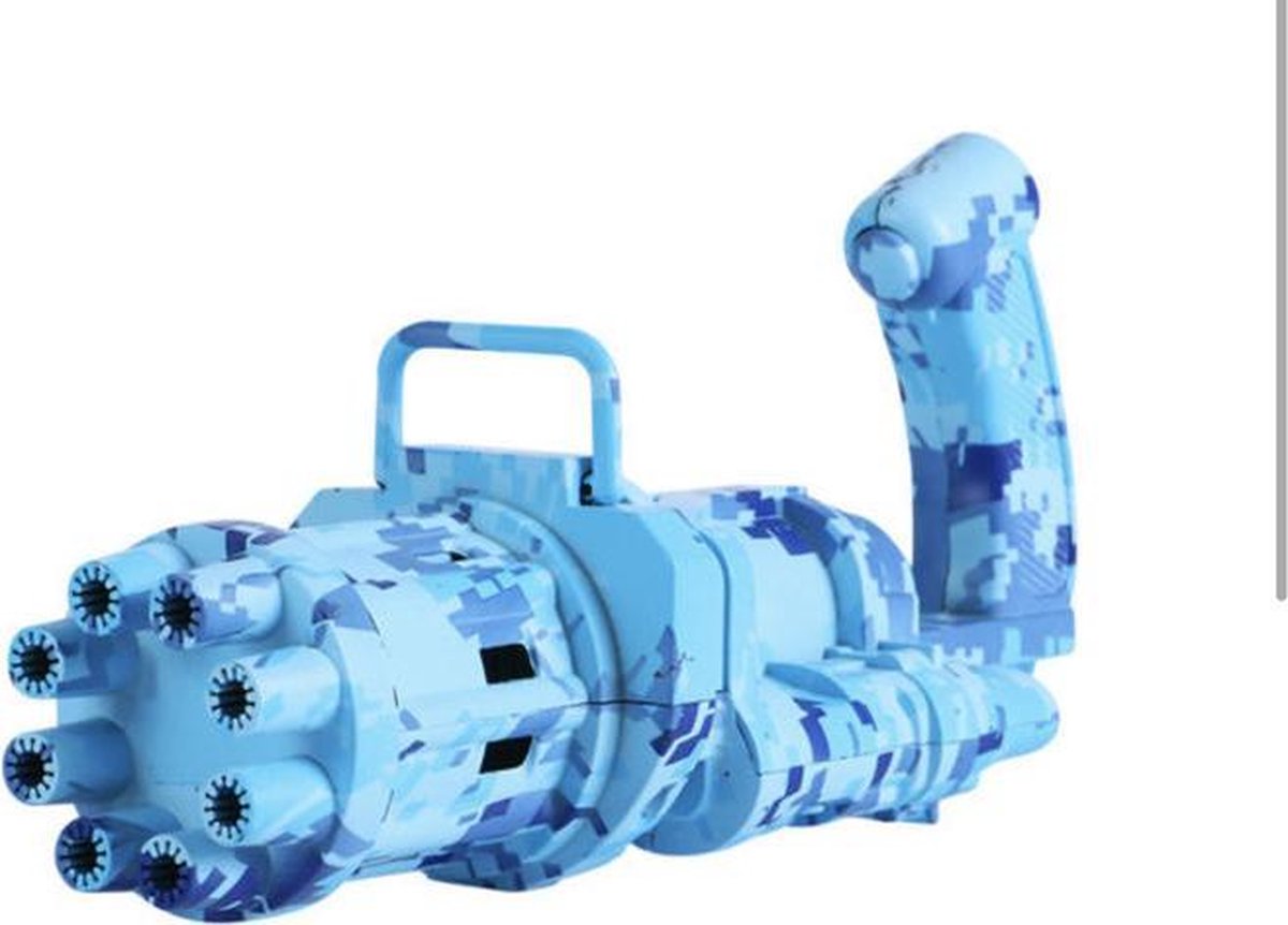 GatLing   Machine Pistool Camouflage Blauw Bubble Gun