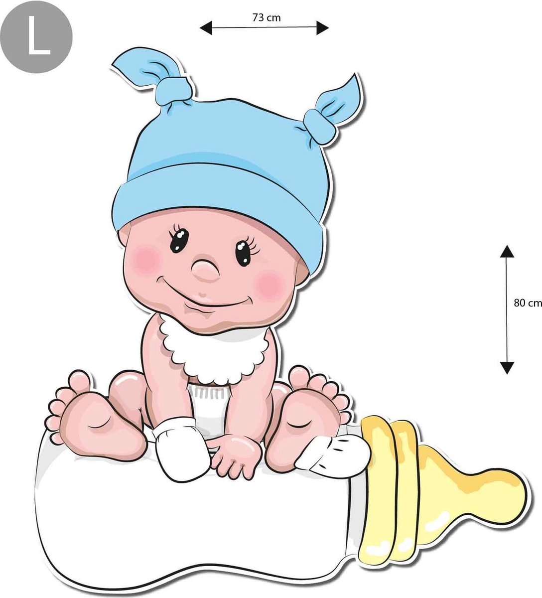 Geboortebord DEXTER - Geboortebord tuin jongen - baby met fles - met of zonder naam - maat L