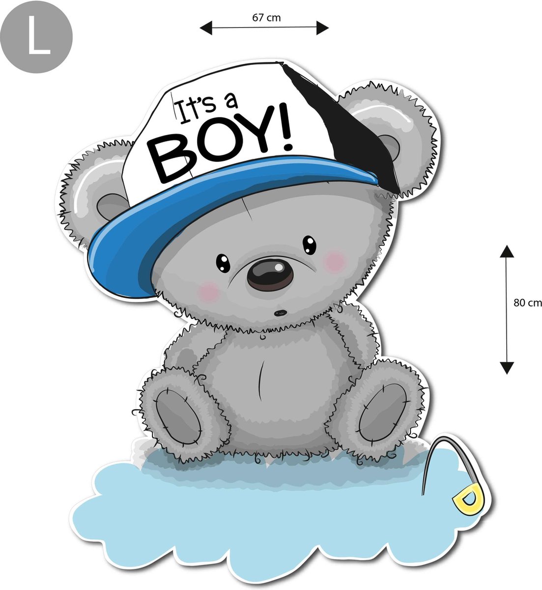 Geboortebord JONAS - Geboortebord tuin jongen - stoer beertje met pet - met of zonder naam - maat L