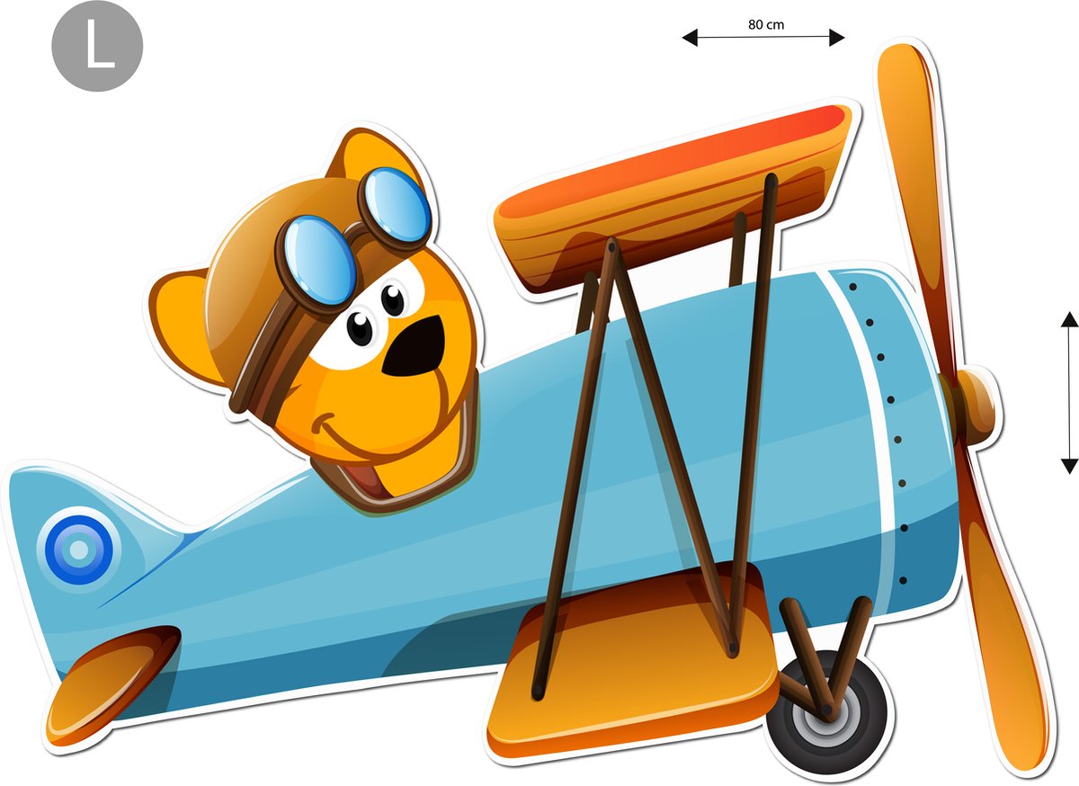 Geboortebord tuin RAFF maat L - piloot beertje in vliegtuig - met of zonder gratis naamsopdruk