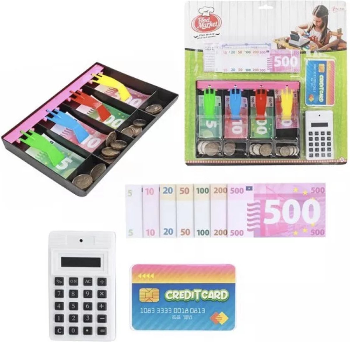 Speelgoed geldlade met euros, rekenmachine en pinpas - Kerstcadeau Sinterklaas schoencadeautje - kerst cadeau tip