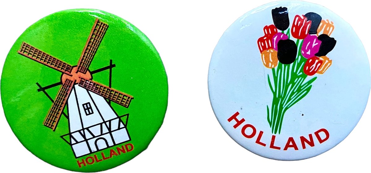 2 Buttons Holland, Molen en Tulpen