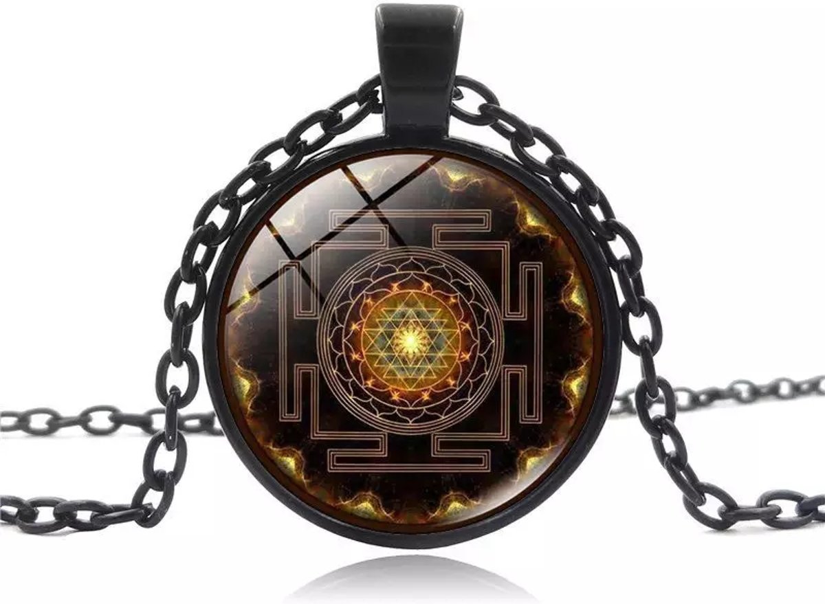 Boeddhistische Sri Yantra ketting zwart