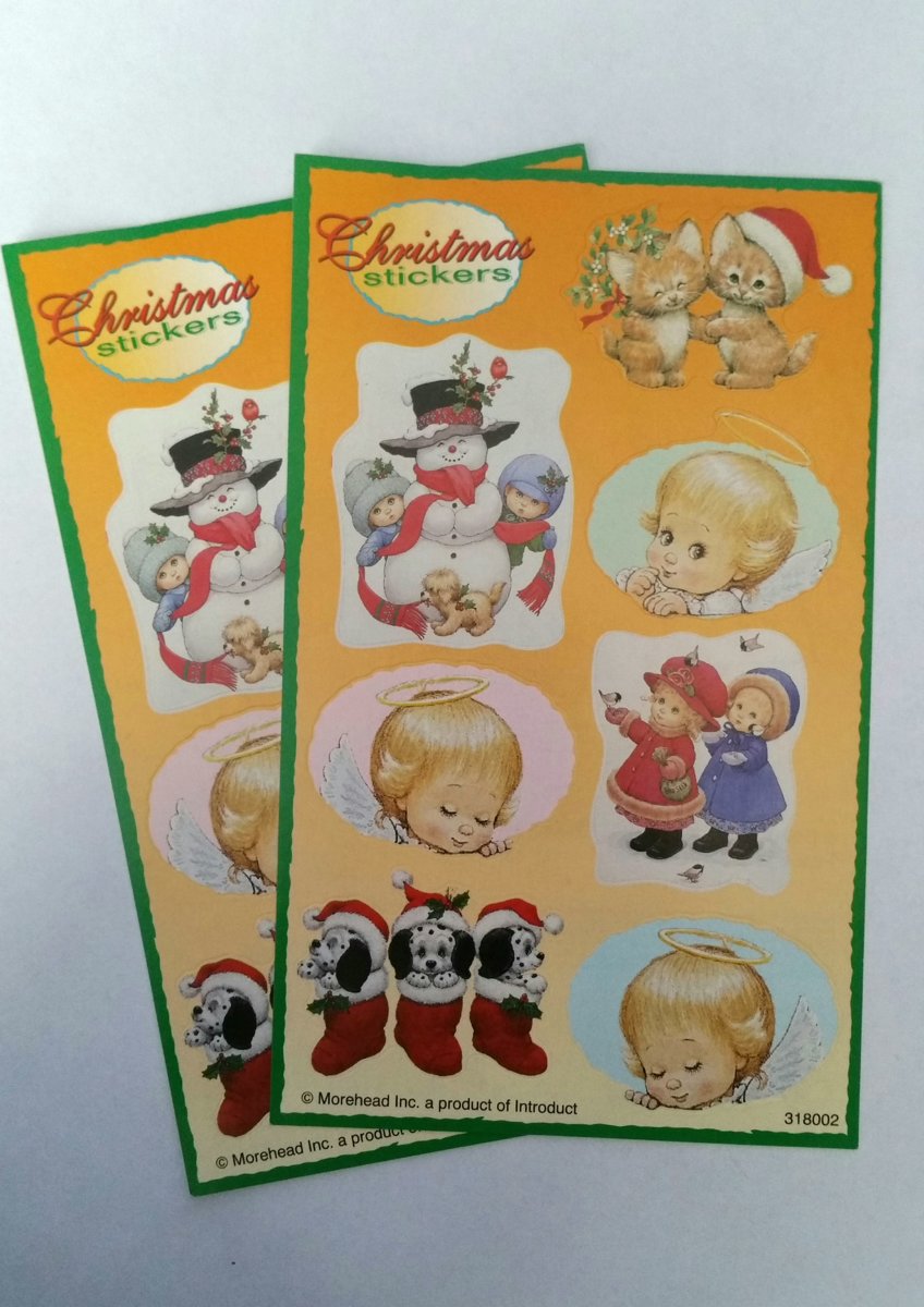 Kerst stickers Hondjes Oranje 2 vellen