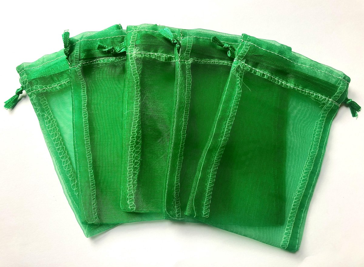 Organza zakjes groen 5 stuks