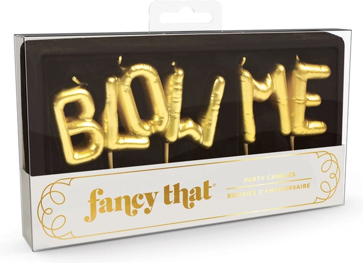 Blow Me Taart Kaars - Taartkaarsjes - Feestkaars - Taartdecoratie - Verjaardag - Goud - Letter Ballonnen Kaars - Party Candles - Gold - Feestkaarsen