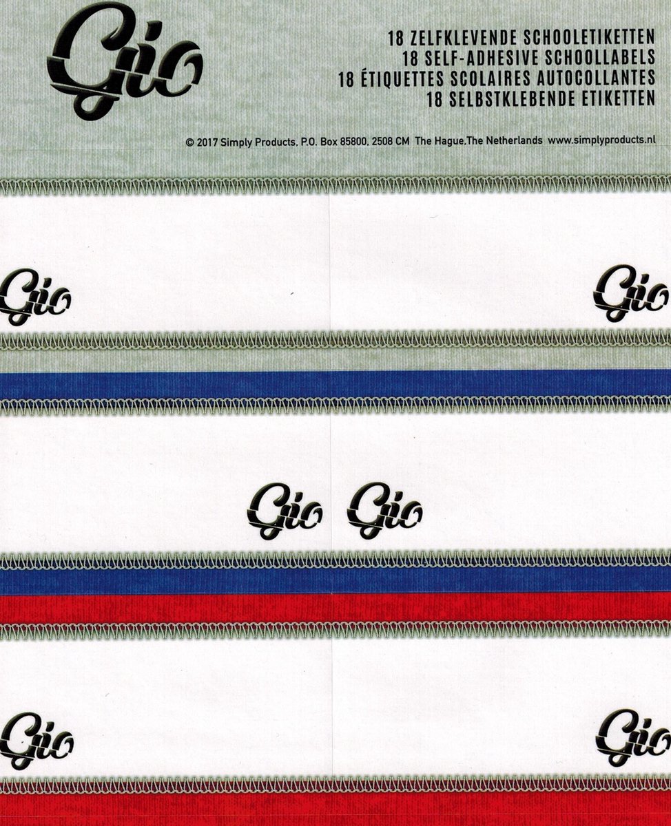 Gio Schooletiketten 18 stuks