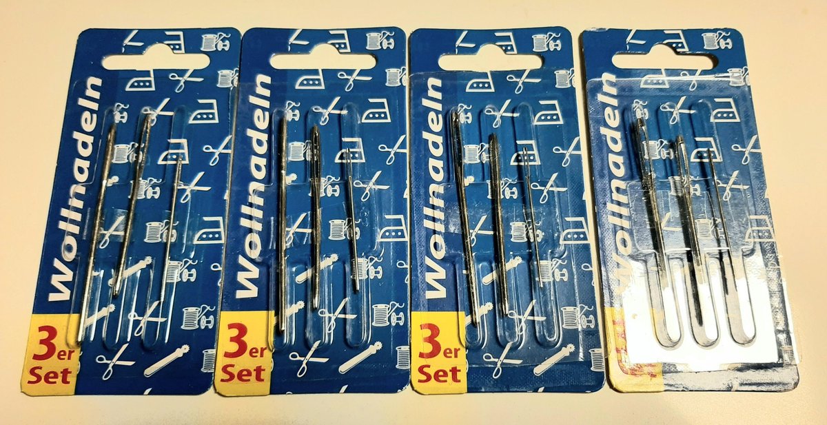 4x 3 Wolnaalden groot oog - 12x wolnaald - 7/6/4,6 cm - zilver - naalden voor wol - naainaalden stopnaalden - zonder punt - stomp