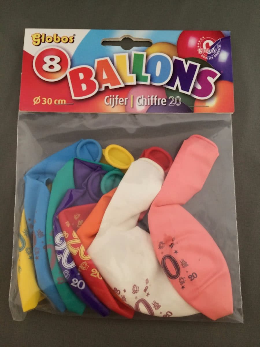 20 jaar ballonnen 8 stuks