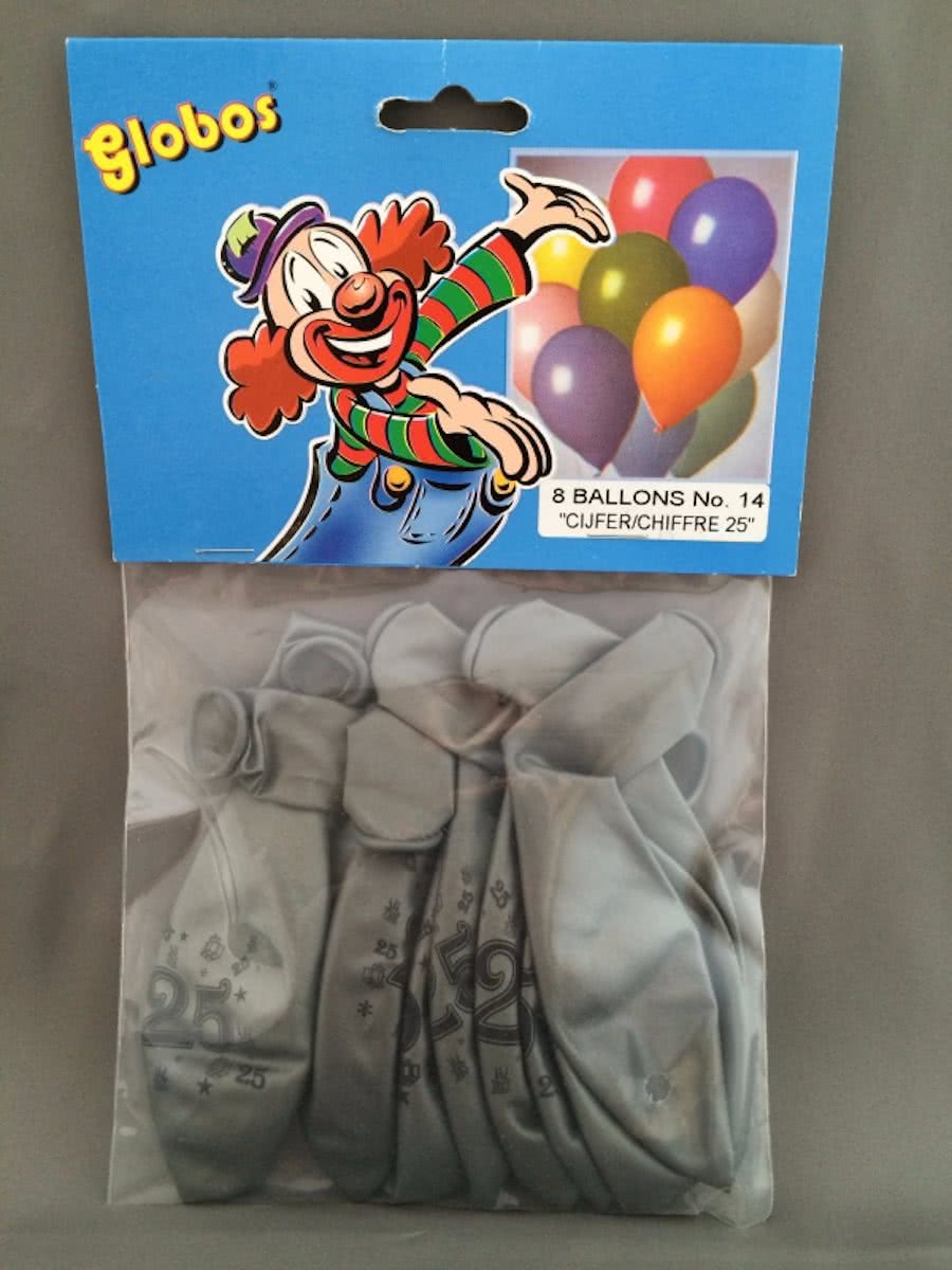 25 jaar ballonnen 8 stuks zilver