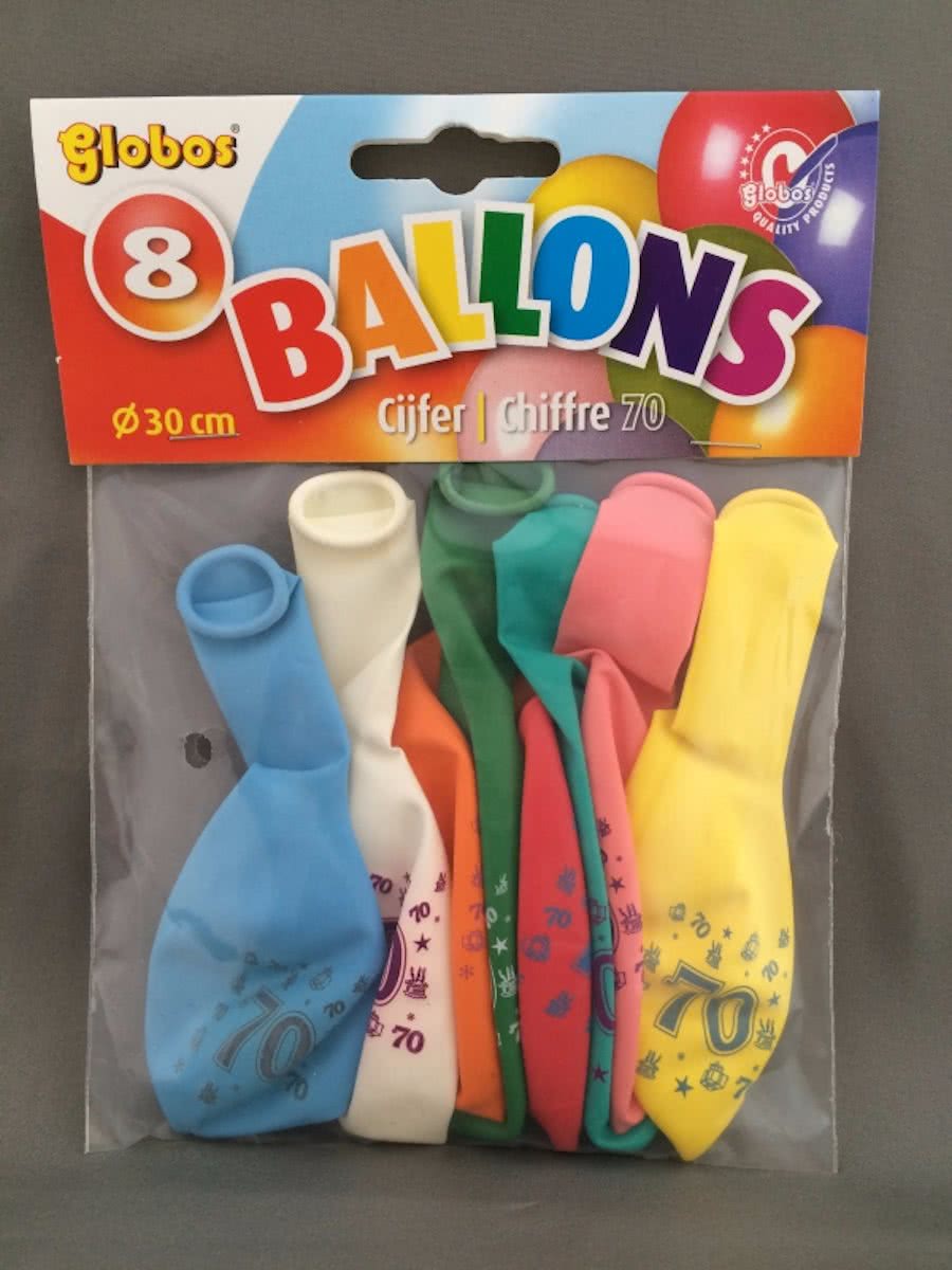 70 jaar ballonnen 8 stuks