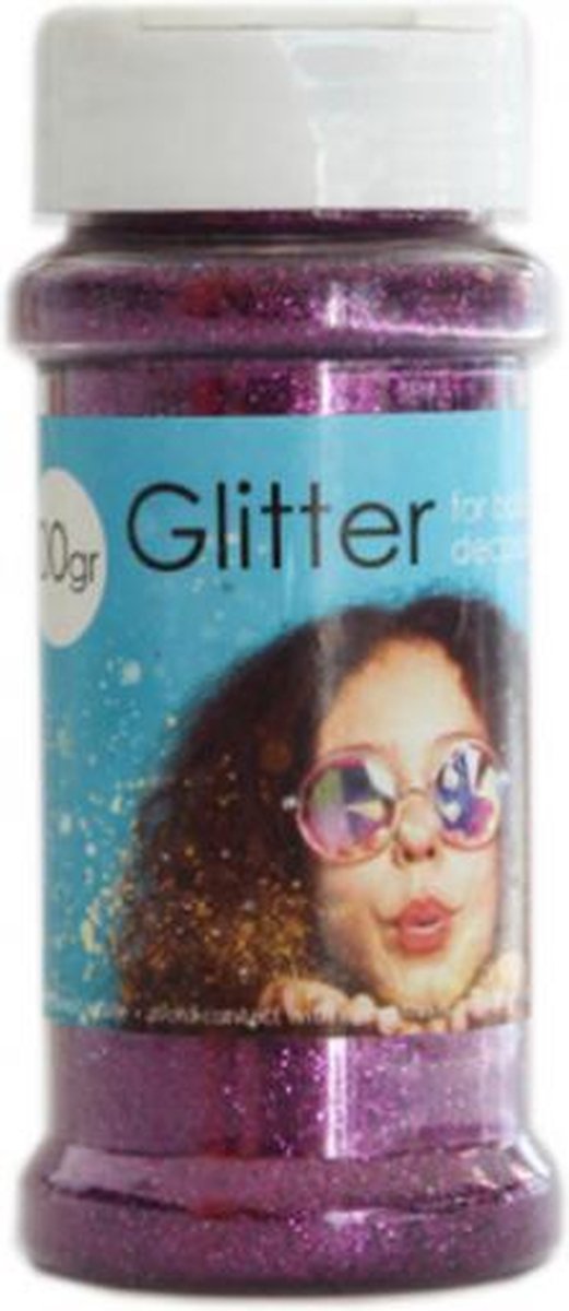 glitter 100 gram kunststof paars