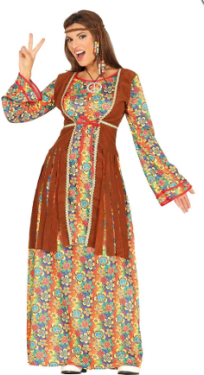Dames kostuum - Hippie jurk lang - mt L