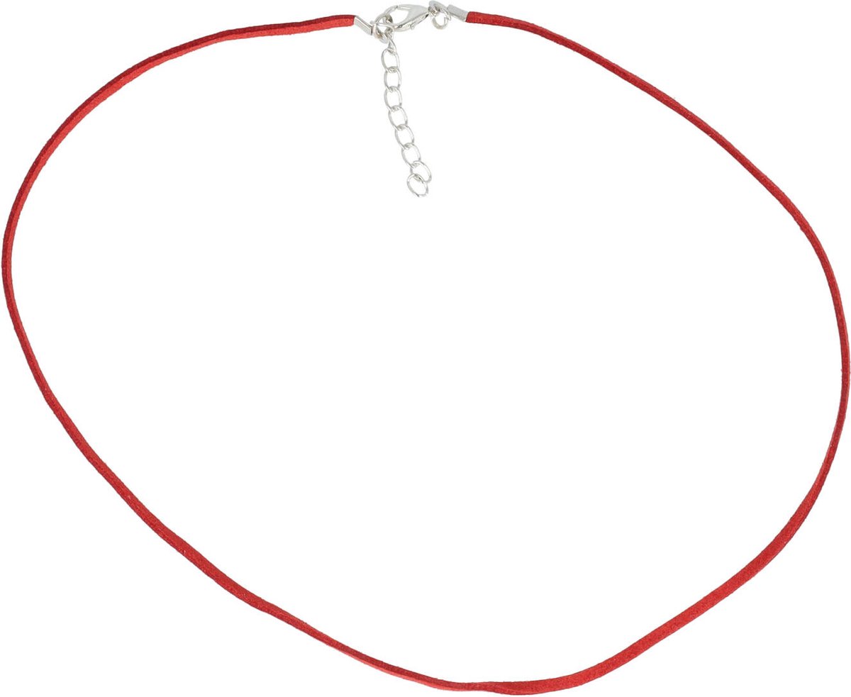 Haarsoires DIY veterketting 50 cm – imitatie suède, verstelbaar met verlengketting – rood – set van 10 - Onderdelen - Zelf Sieraden & Haaraccessoires Maken