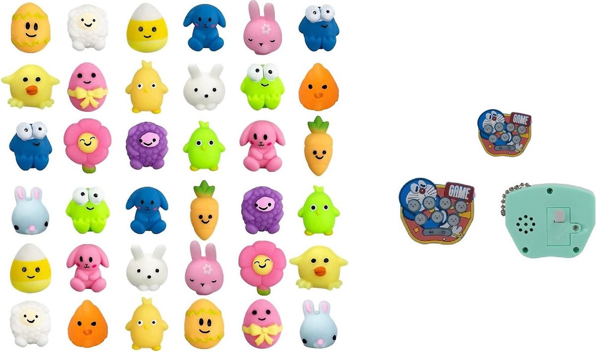 Mochi squishy - Fidget toys - Soft animal - Mochies - Antistress - Siliconen - multicolor - 10 x Mochi + 1 x Whack a Mole Game Sleutelhanger Keychain - Gift Pakket - FeestCadeau Antistress toys keychains - Hamster Spel - Kantoor Onderweg Thuis -
