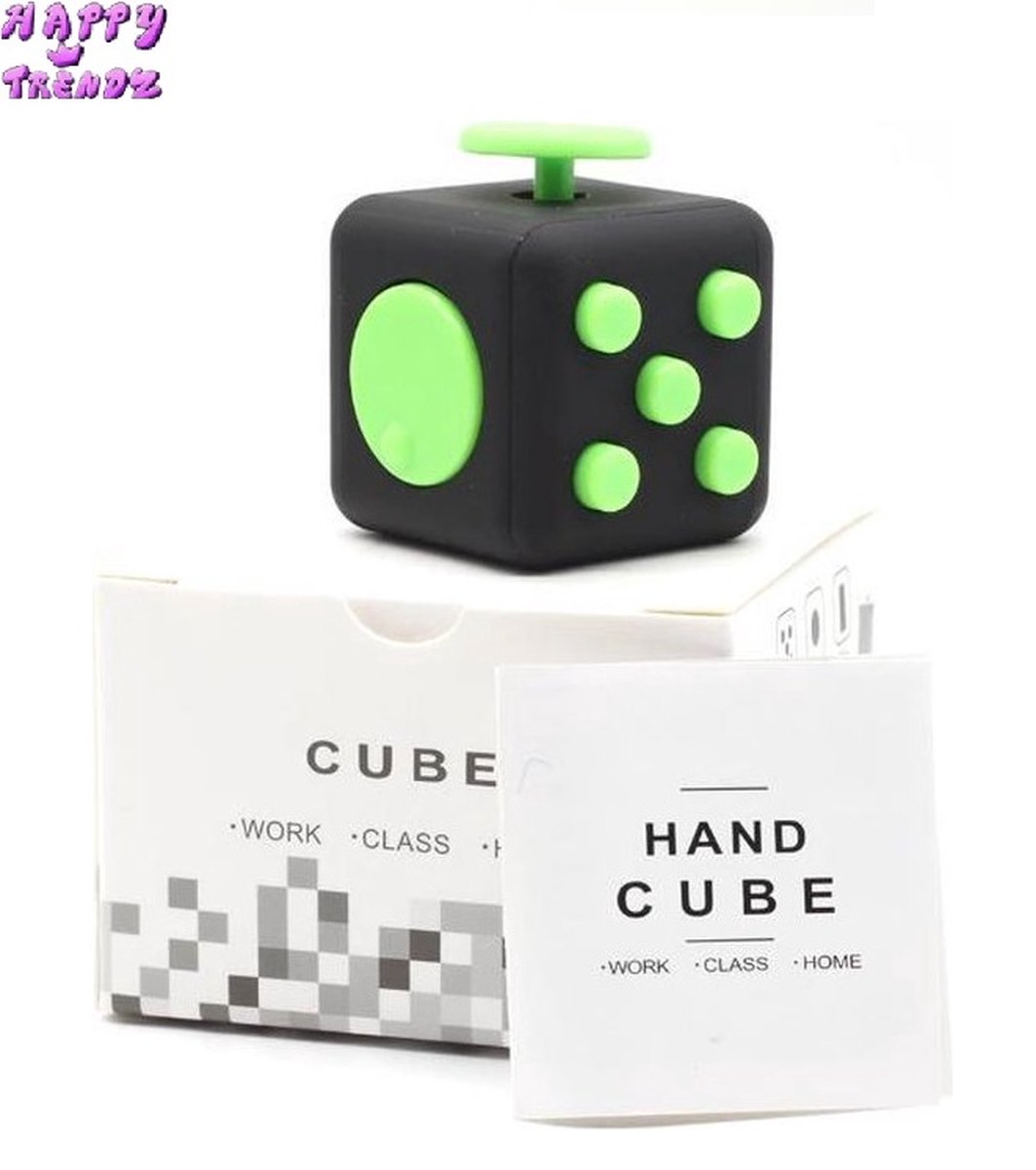 Happy Trendz® Fidget Cube Zwart - Groen / duo kleuren