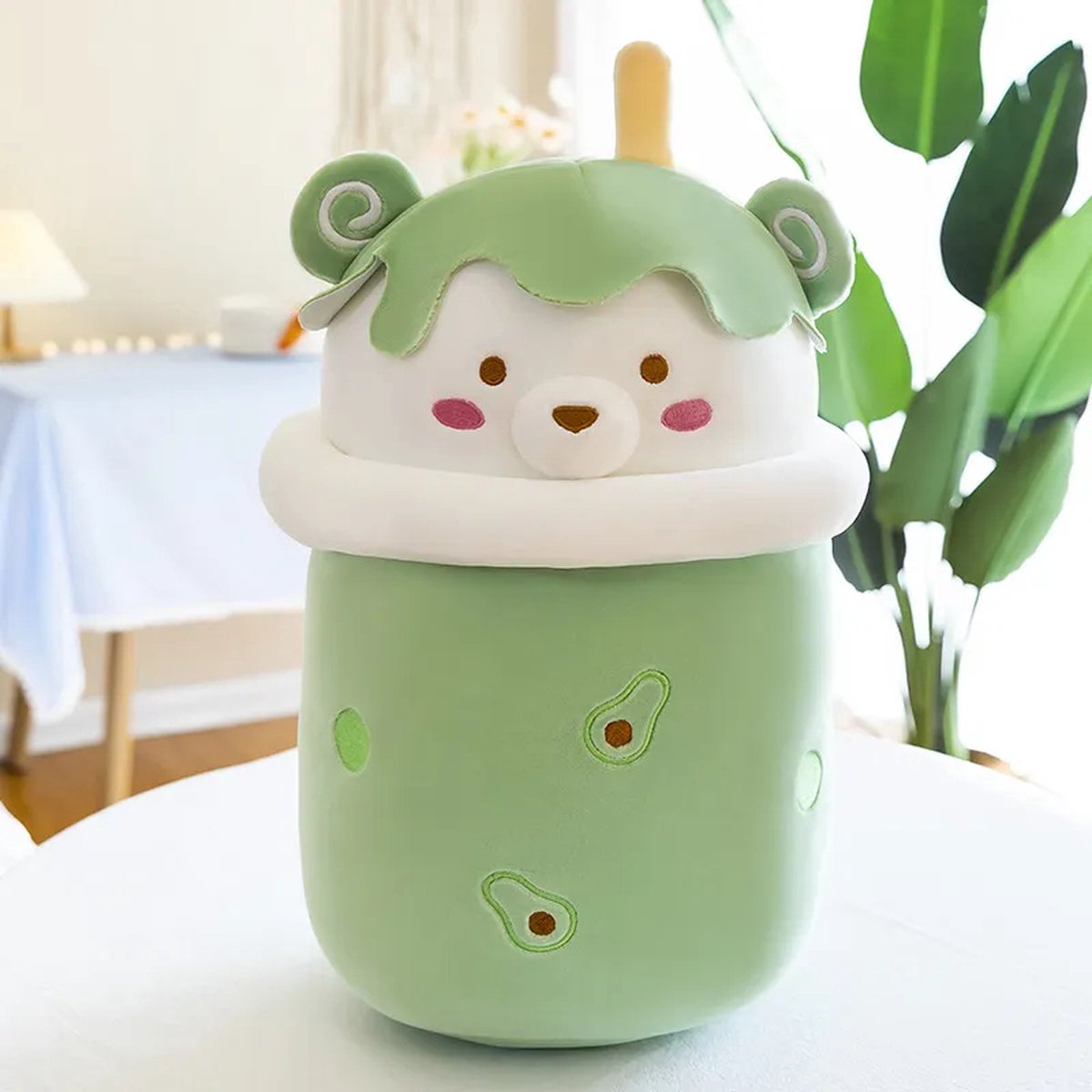 Happy Trendz® Groen 30 cm Bubble Thee Knuffel Melkthee Kawaii Kussen - Bubble Tea Knuffel Groot 30cm - Boba Knuffel - Groen - Kawaii Knuffel - Squishy - Squish Knuffelz
