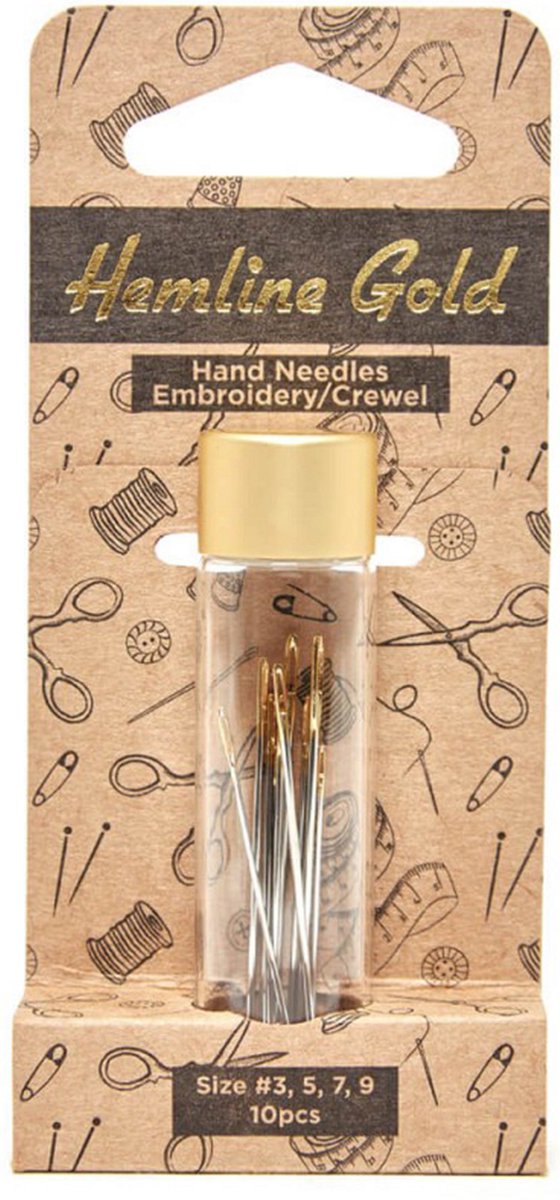 Borduurnaalden per 10 stuks met gouden oog