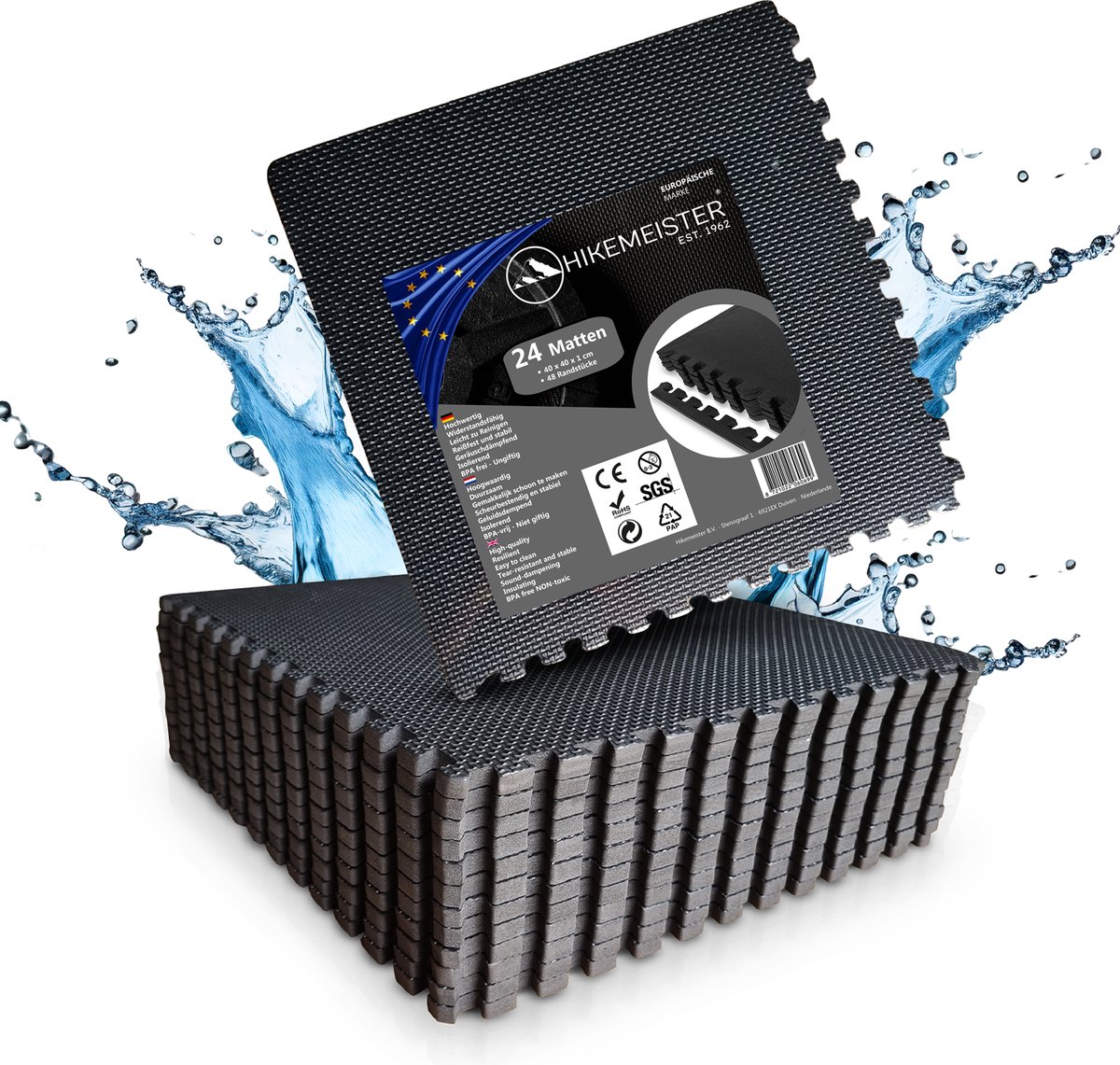 Fitness ondergrond - Zwembadvloer - Ondertegels - 24 stuks - 40x40cm - Zwembadfolie - Zwembad tegels - Zwembad ondervloer - Tuin ondervloer - Tuintegels - Fitness mat - Fitness vloer rubber - Rubber vloermat - 24 Stuks van 40x40 cm -Actie