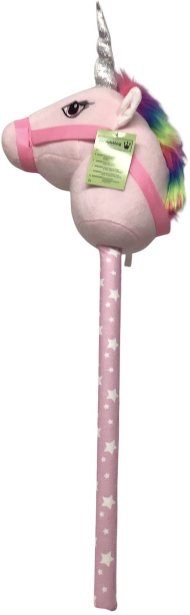 Stokpaard eenhoorn - 76 cm - Stokpaardje - Unicorn - Stokpaarden - Hobby horse - Roze - stokpaard - vanaf 3 jaar