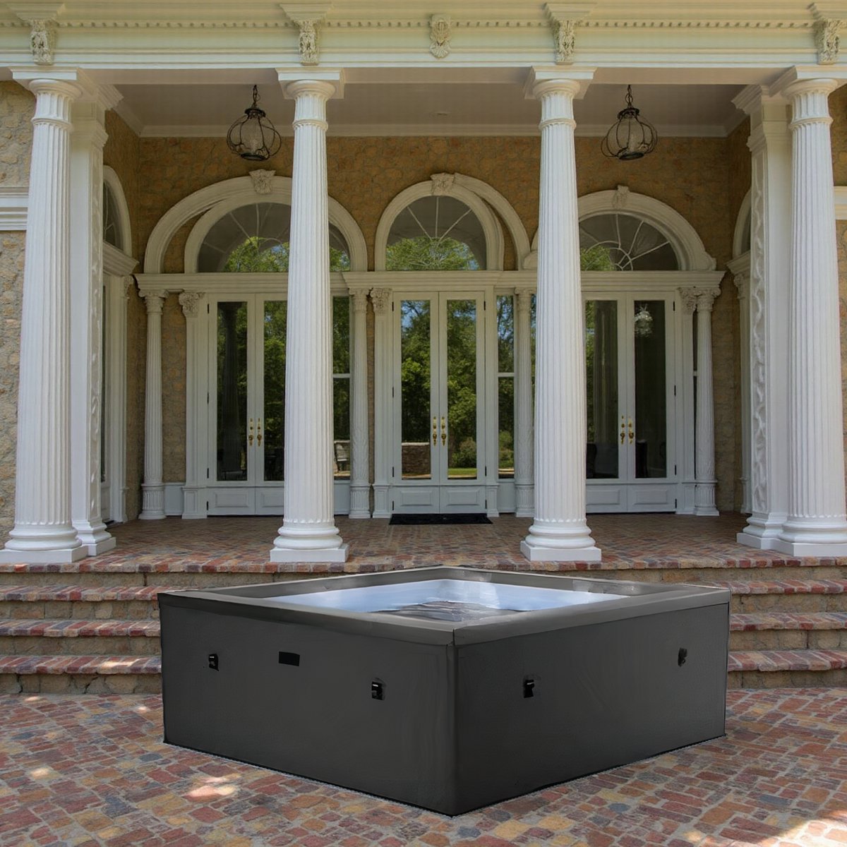 Luxe Opblaasbare Spa Jacuzzi 6 Personen – Semi-Rigide Bubbelbad 1100L met Verwarming 42°C, 90 Massagejets & Thermische Afdekking – Tuin Whirlpool Bubbelbad – Hometotry