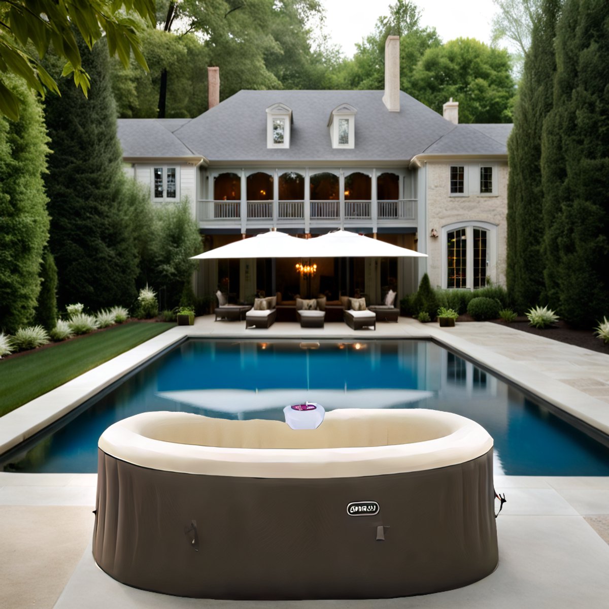 Opblaasbare Jacuzzi Spa 2 Personen – Luxe Bubbelbad met Verwarming & 96 Massagestralen – Ovale Whirlpool 190x120x65 cm – Hometotry