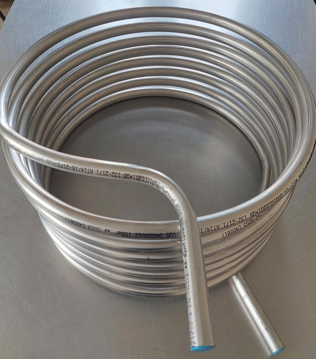 Houtgestooktezwembadverwarming.nl rvs warmtewisselaar voor oliedrum 49 cm lengte 12 meter houtgestooktezwembadverwarming