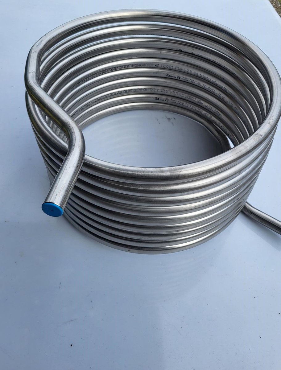 rvs wisselaar 41 cm 12 meter 22 mm warmtewisselaar zwembadverwarming zwembadheater