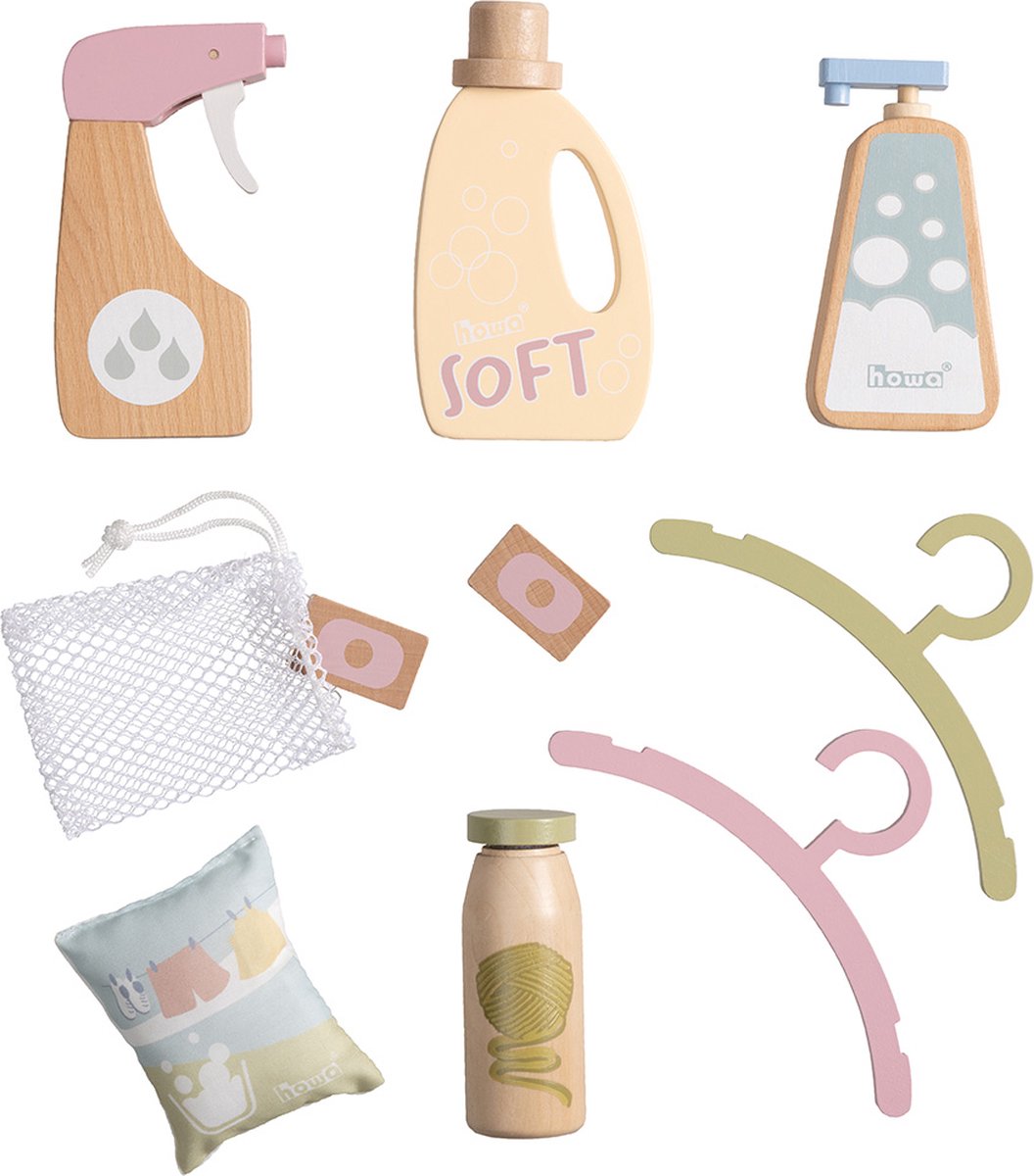 howa Kinderwasmachine Accessoires Houten Wasverzorging Set, 10-delig 4894